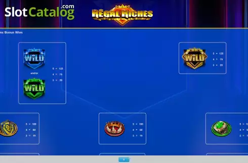PayTable Screen. Regal Riches (IGT) slot