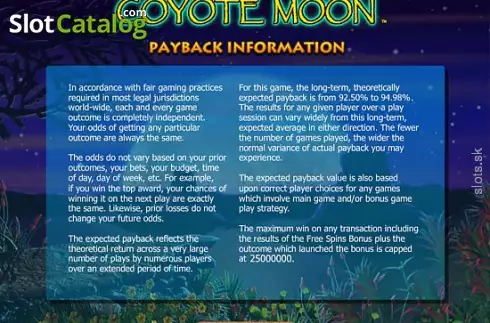 Rules. Coyote Moon slot