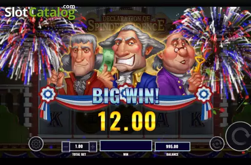 Big Win screen. Declaration of Spindependence slot