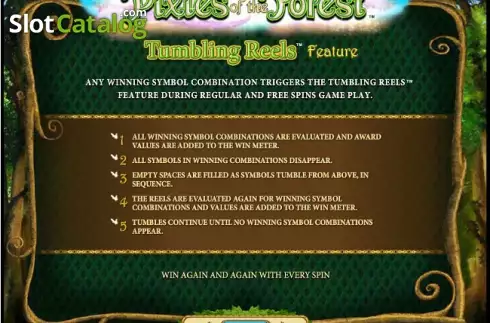 Tumbling rullar funktionen. Pixies of the Forest slot