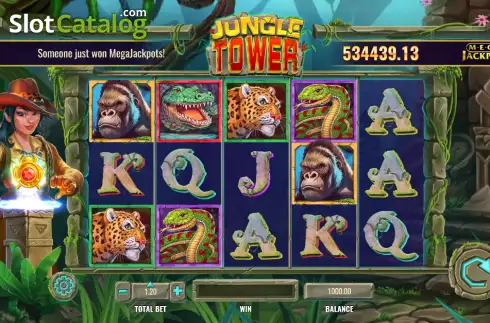 Reels screen. Jungle Tower MegaJackpots slot