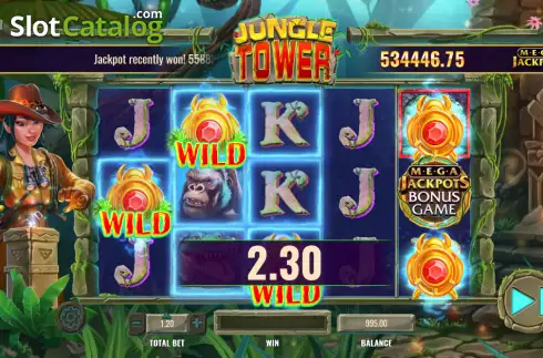 Win screen 2. Jungle Tower MegaJackpots slot