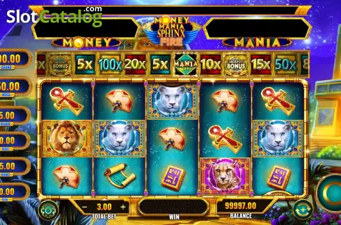 Game screen. Money Mania Sphinx Fire slot