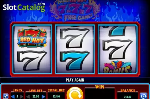 Screen 4. Triple Red Hot 7s slot