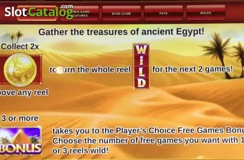 Paytable 1. Golden Egypt (IGT) slot