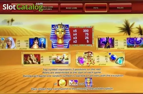 Paytable 4. Golden Egypt (IGT) slot