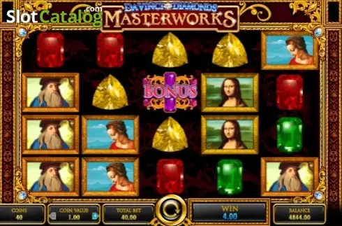 Win screen. Da Vinci Diamonds Masterworks slot