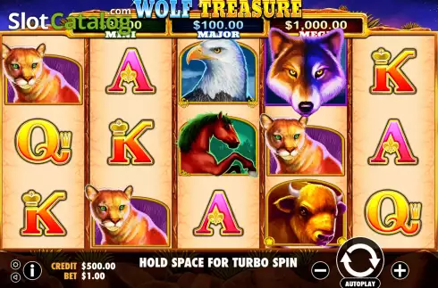 Game Screen. Wolf Treasure slot