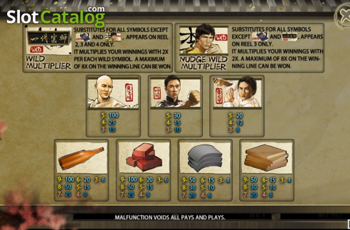 Paytable screen 1. Martial Art Master slot