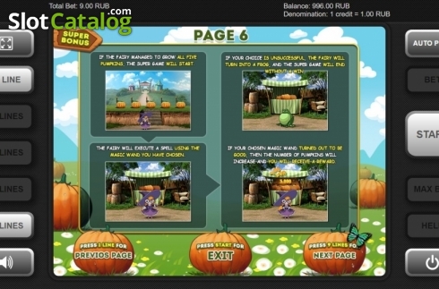 Bonus Game. Pumpkin Fairy slot