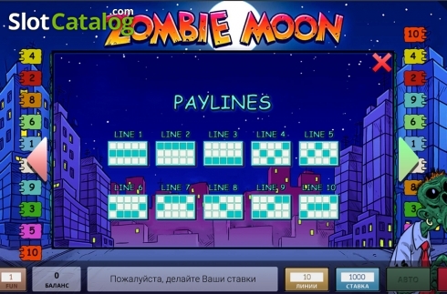 Paytable 2. Zombie Moon slot