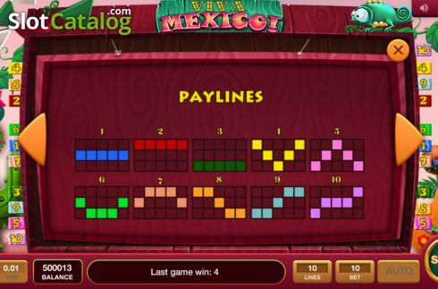 Paylines screen. Viva Mexico (InBet Games) slot
