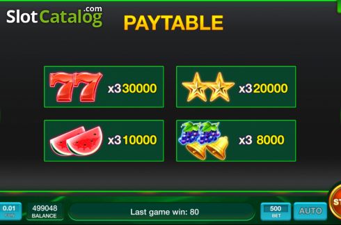 Paytable screen. Epic Hot slot