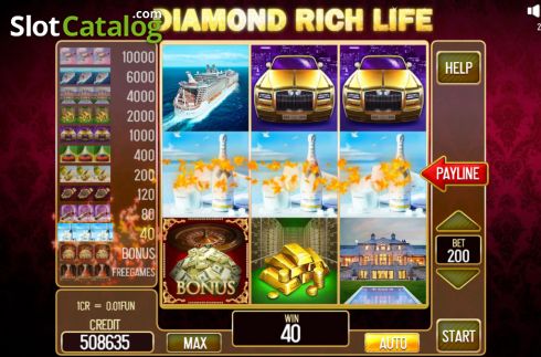 Win screen 2. Diamond Rich Life Pull Tabs slot
