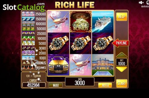 Win screen 2. Rich Life (Pull Tabs) slot