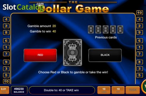 Risk Game Screen. The Dollar Game slot
