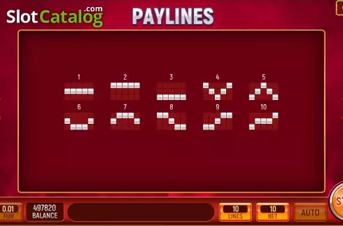 Paylines screen. Wheel of Fruits slot