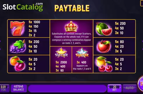 Paytable screen. Grand Crown (InBet Games) slot