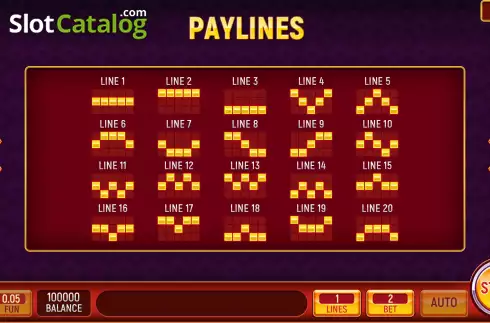 Paylines screen. Red Hot Sevens (InBet Games) slot