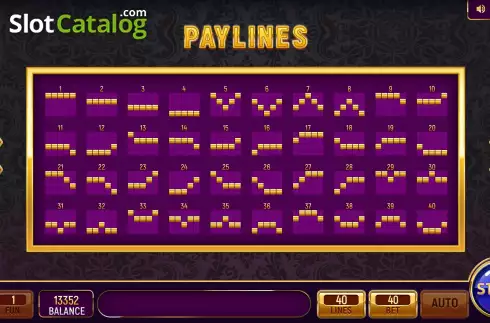 PayLines Screen. Diamondex slot