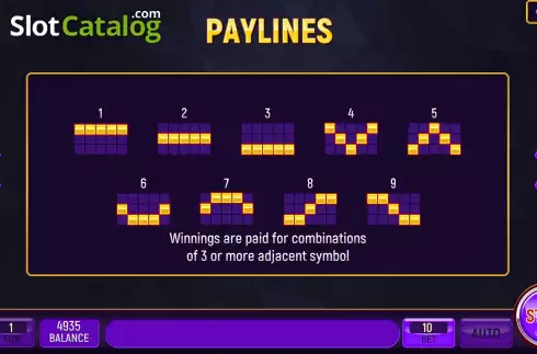 PayLines Screen. Joker Factor slot