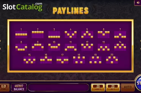 Paylines screen. Royal Wealth slot