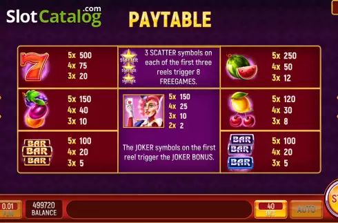 Paytable screen. Happy Joker (InBet Games) slot