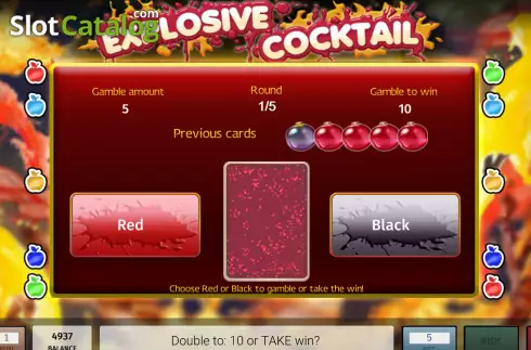 Risk Game screen. Explosive Cocktail slot