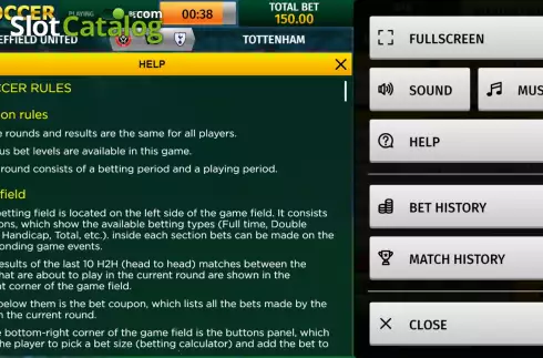 Rules Screen. Virtual Soccer (InBet Games) slot