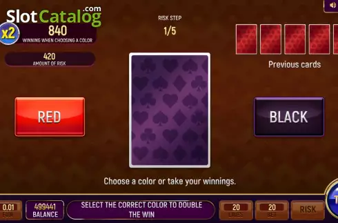 Gamble / Risk Game screen. Wealth Club slot