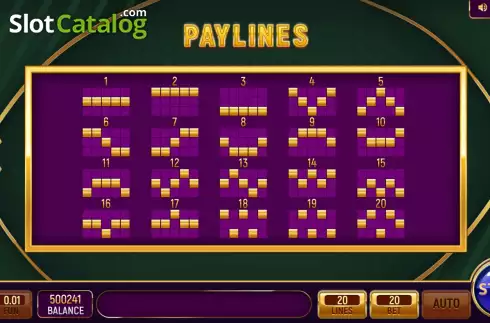 Pay Lines screen. Wealth Club slot