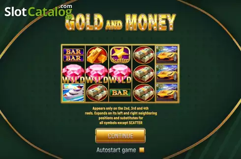 Game Start screen. Gold and Money slot