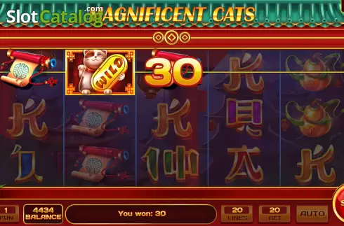 Win screen. Magnificent Cats slot