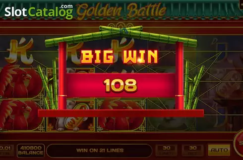 Big Win screen. Golden Battle slot