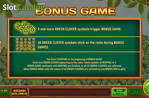Bonus Game screen. Clover Wins slot