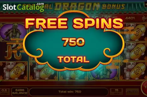 Win Free Spins screen. Special Dragon Bonus slot