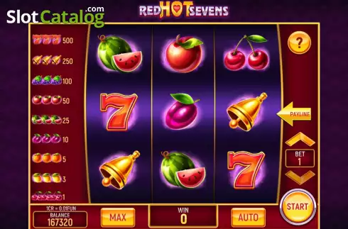 Game screen. Red Hot Sevens 3x3 slot