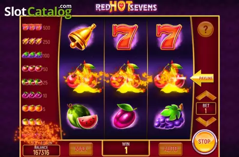 Win screen. Red Hot Sevens 3x3 slot
