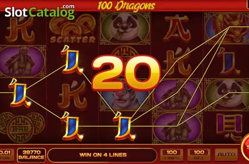 Win screen. 100 Dragons slot