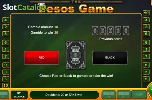 Game Risk screen. The Pesos Game slot