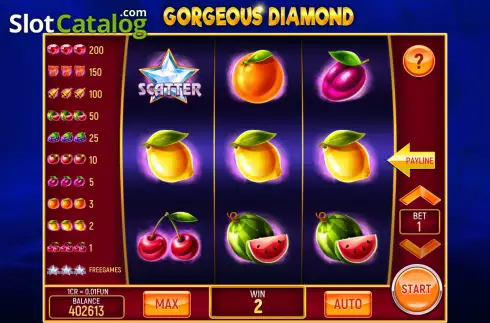 Win screen. Gorgeous Diamond (3x3) slot