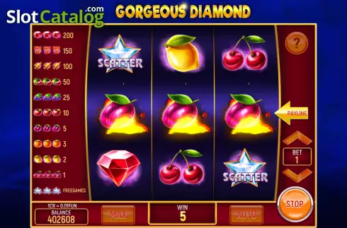 画面4. Gorgeous Diamond (3x3) カジノスロット
