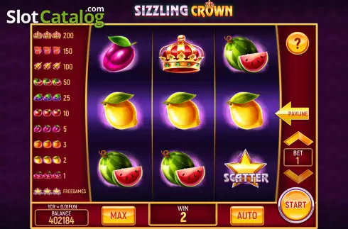 Win screen. Sizzling Crown (3x3) slot