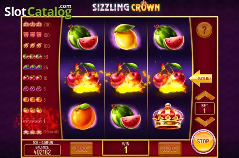 Win screen 2. Sizzling Crown (3x3) slot