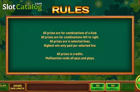 Game Rules screen. Hot Clover slot