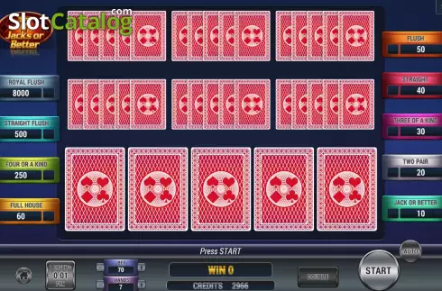 Game screen. Poker 7 Jacks or Better slot