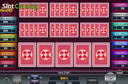 Game screen. Poker 7 Bonus Deuces Wild slot