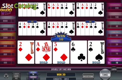 Win screen. Poker 7 Bonus Deuces Wild slot