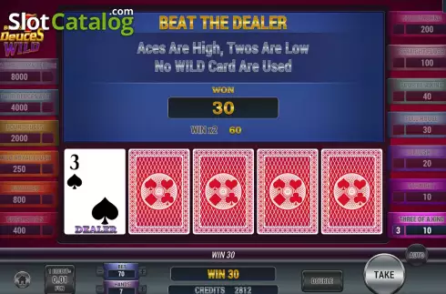 Risk Game screen. Poker 7 Bonus Deuces Wild slot