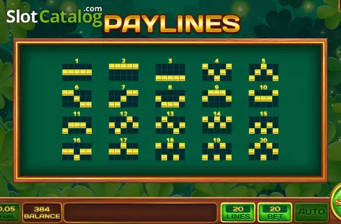 Pay Lines screen. Cloveromatic slot